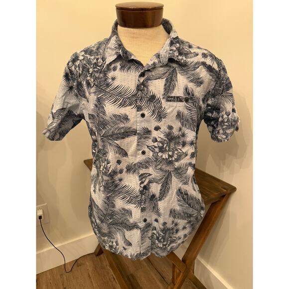 Hurley Men's Tropical Short Sleeve Button Down Size XL Palm Leaves - Picture 1 of 3